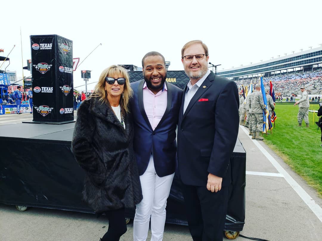 Lewis Warren, Jr. with Texas Motor Speedway CEO Eddie Gossage & wife Melinda Gossage