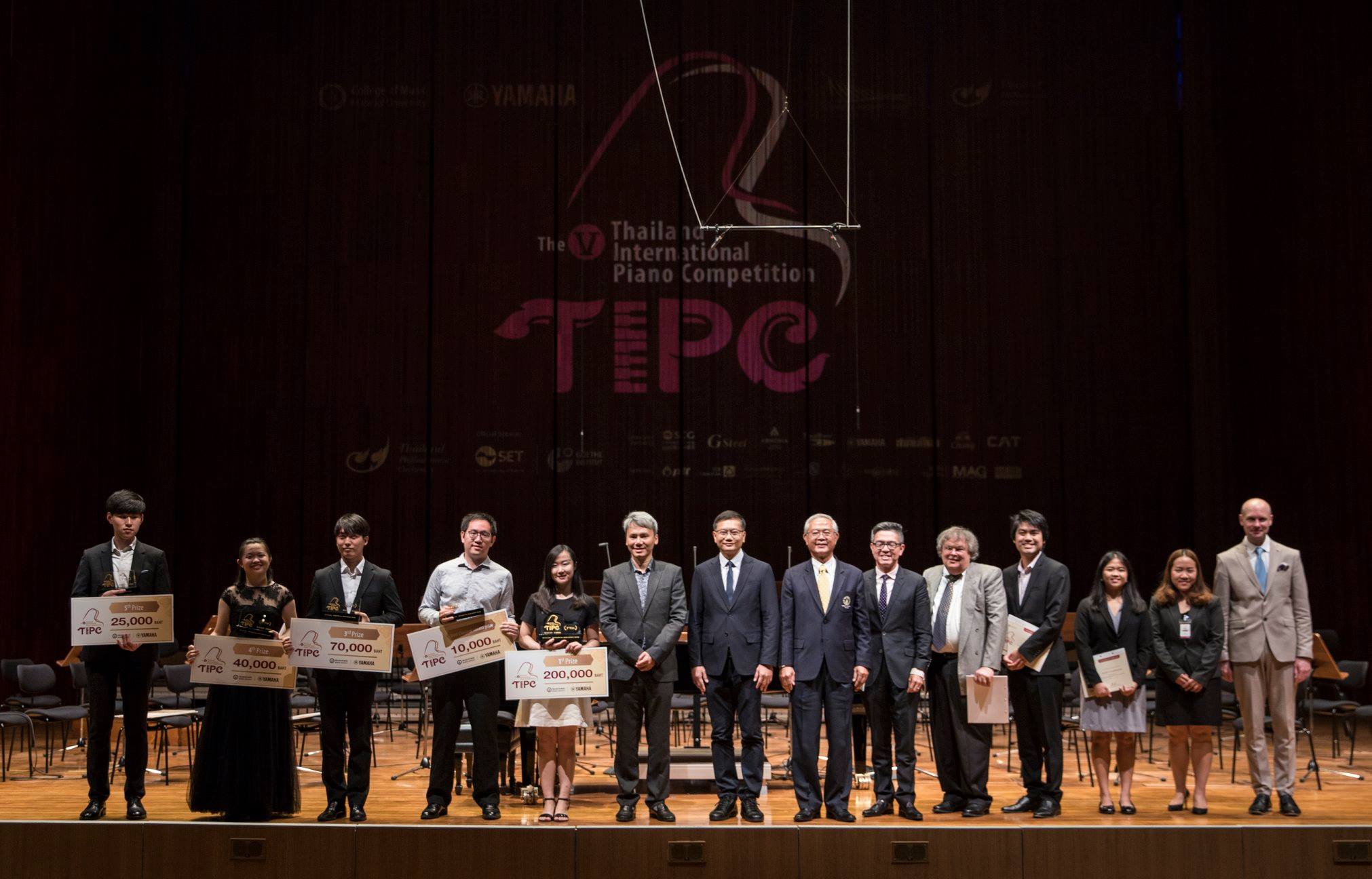 Group of winners on stage at V Thailand Piano Competition