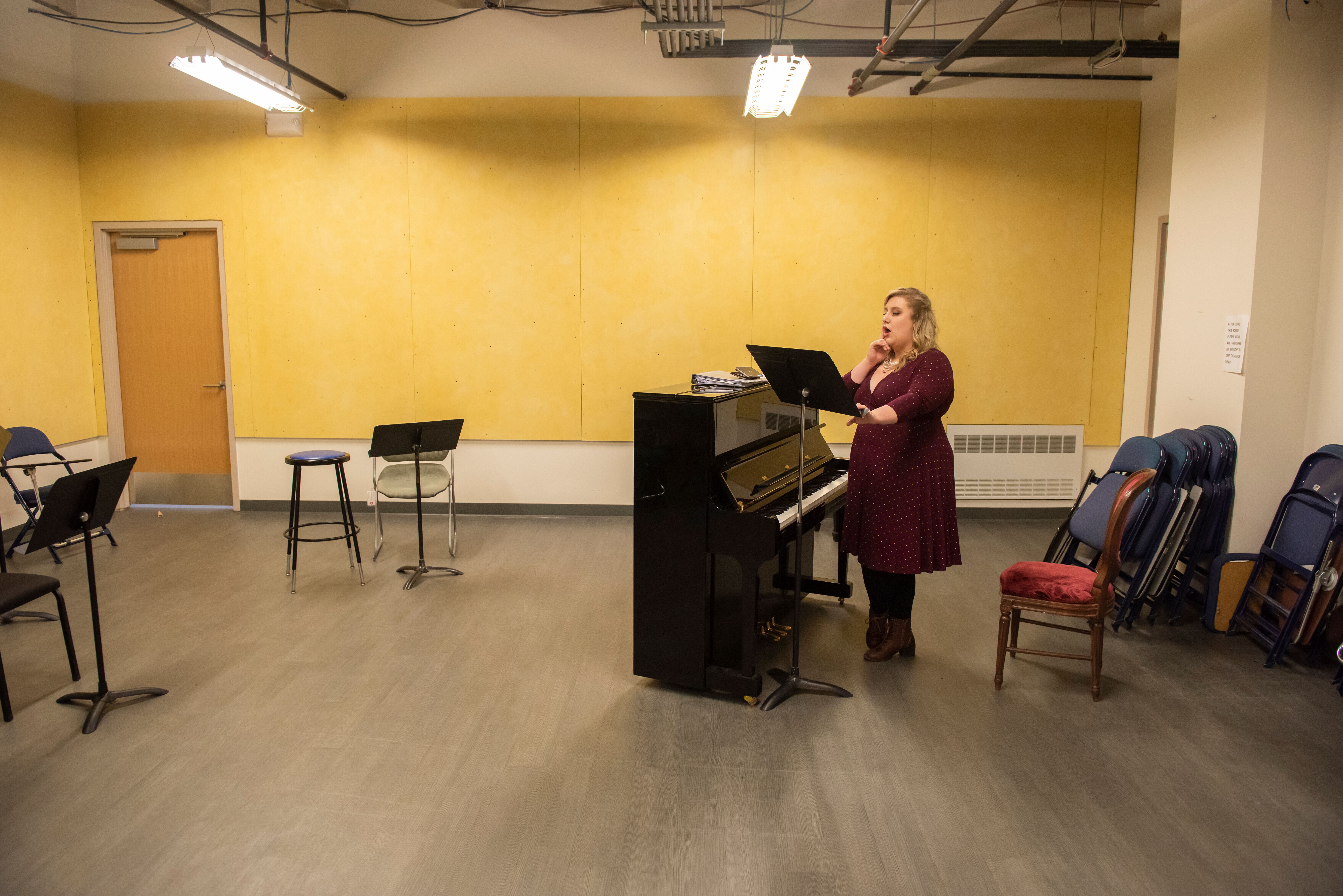 Whitney Robinson practicing in open opera studio