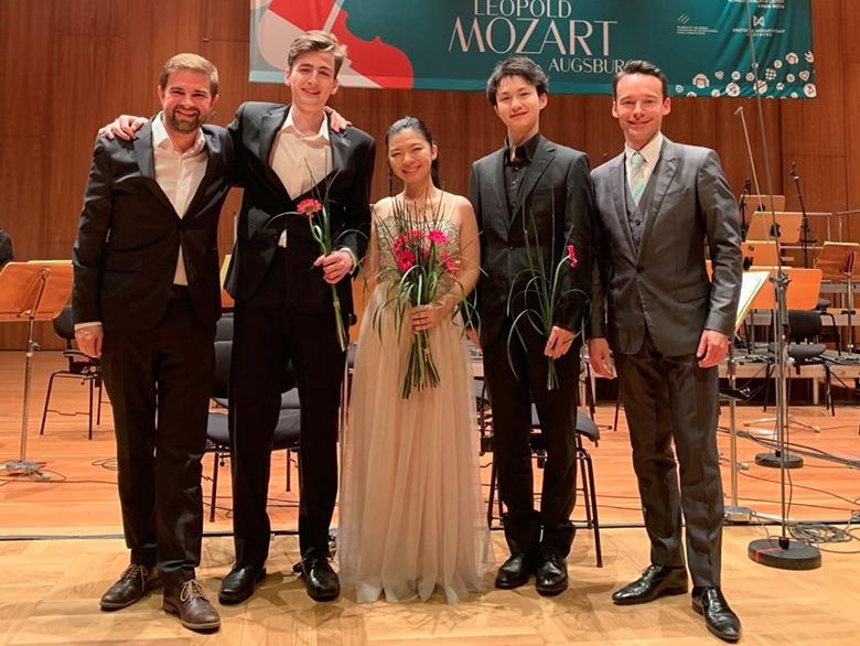 L-R: competition director Simon Pickel, competitors Joshua Brown, Karisa Chiu and Kaoru Oe, and competition artistic director Linus Roth.