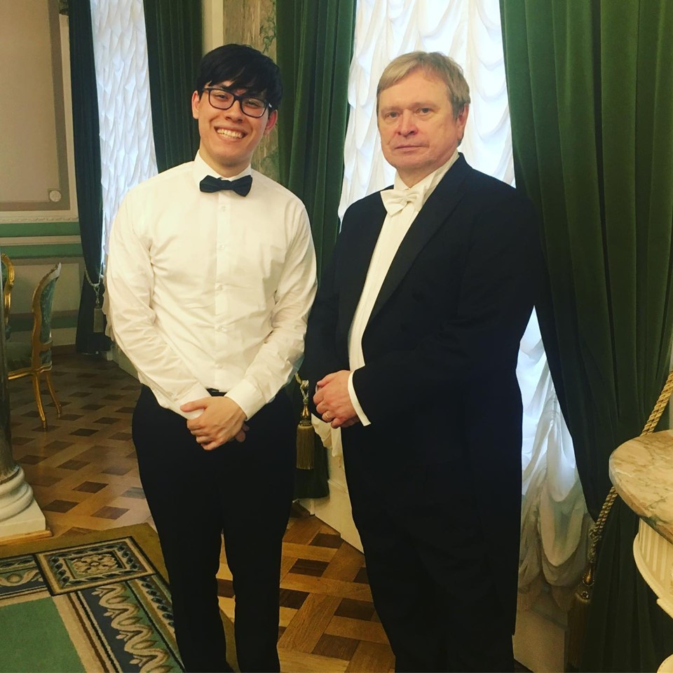 Zlatomir Fung with Maestro Nikolai Alexeev at the 2019 Tchaikovsky Competition