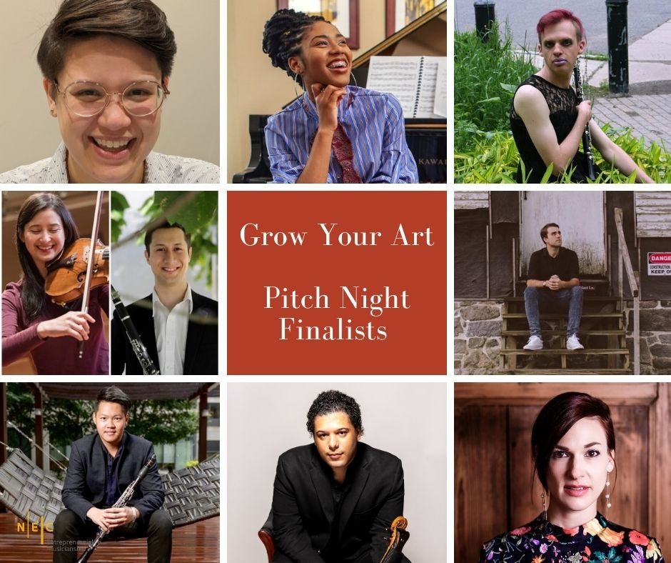 Grow Your Art Pitch Night Finalists 2021 - a grid of 8 portraits