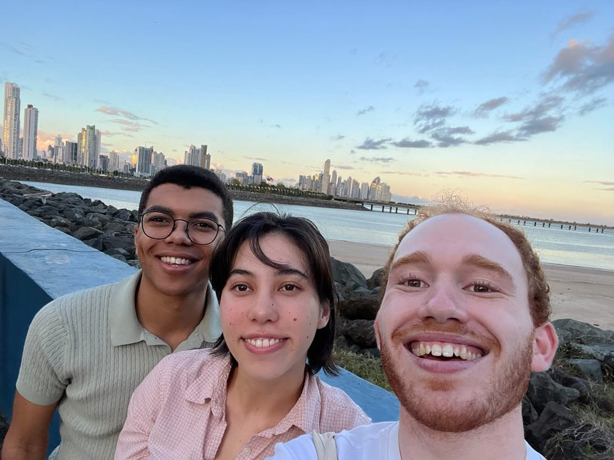 Trio Gaia takes a moment to enjoy the beauty of the Panama City skyline, despite their busy teaching and performance schedule.