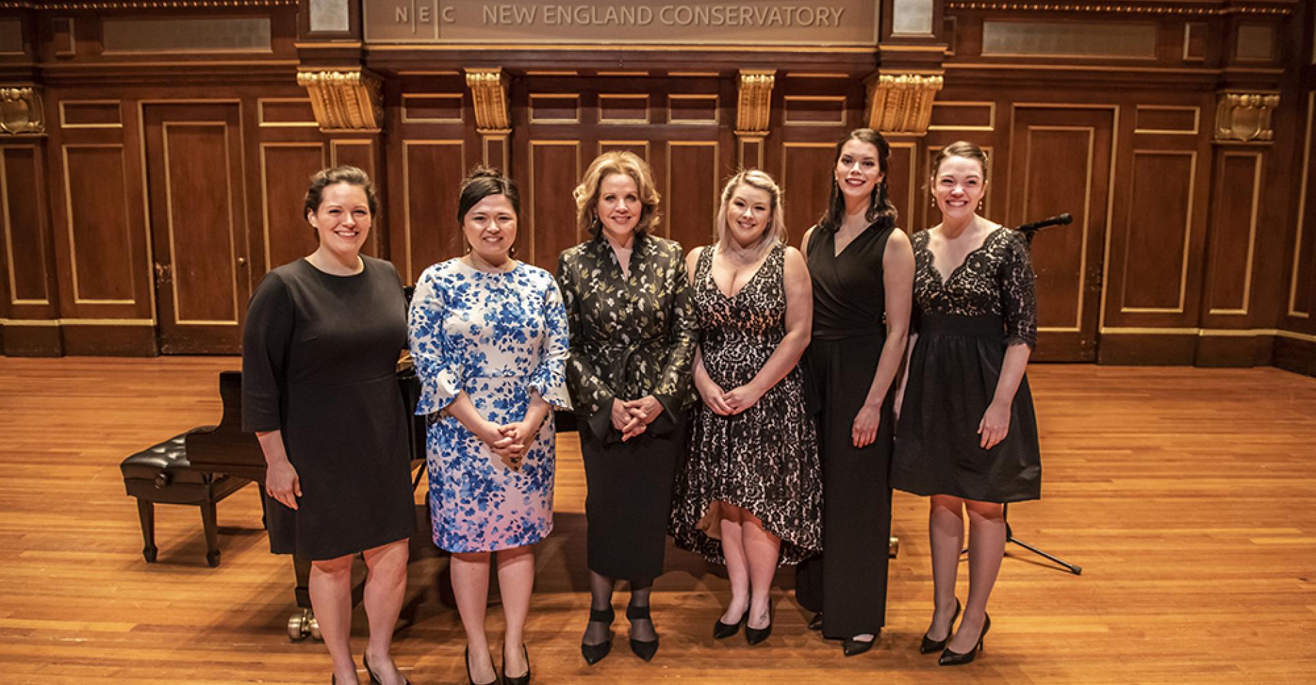 Renee Fleming with a group of students from her masterclass in jordan hall