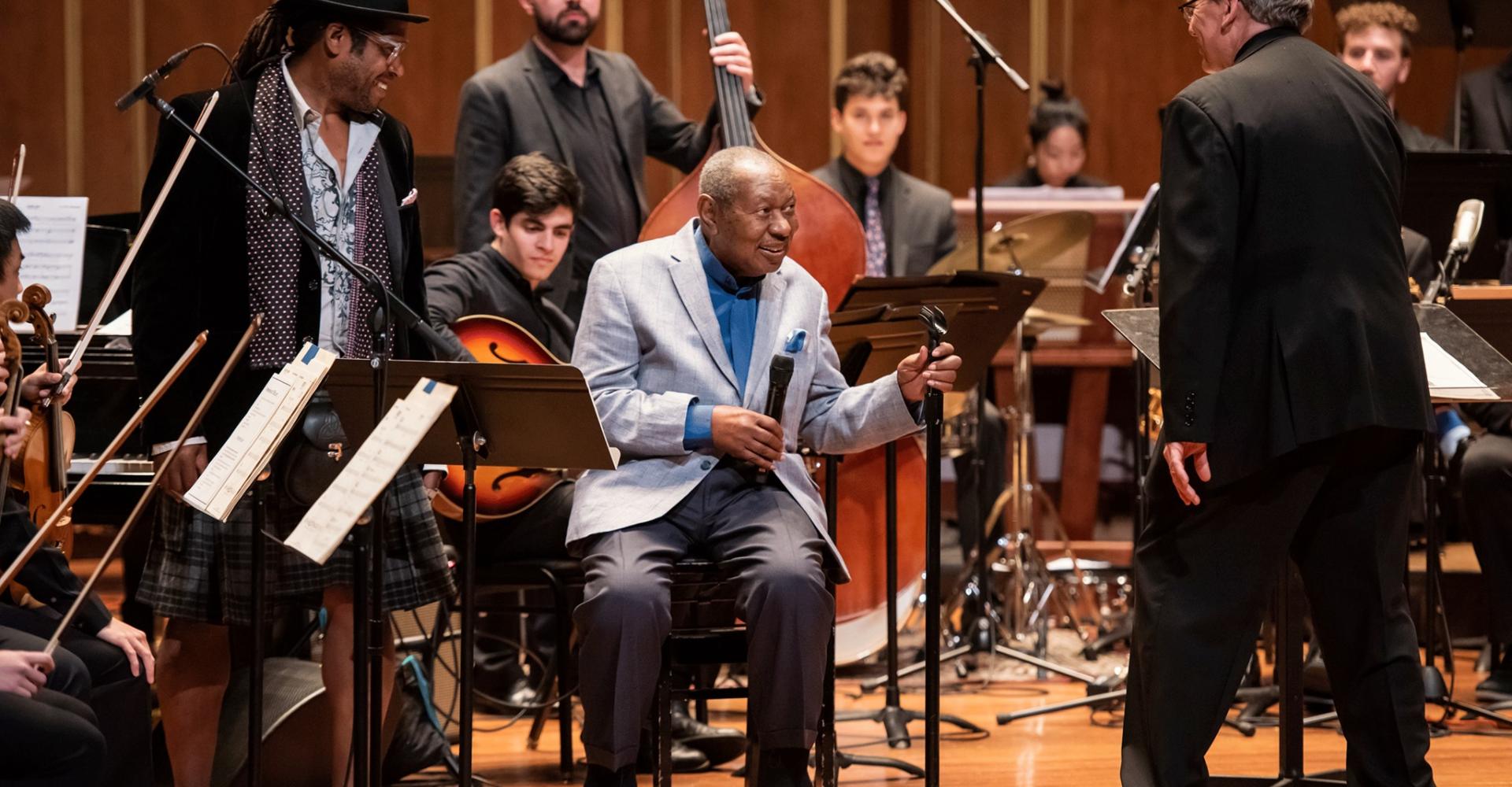Freddy Cole with Ken Schaphorst on the Jordan Hall stage