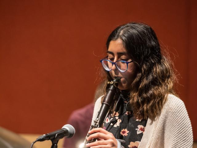 Jahnvi Madan plays clarinet