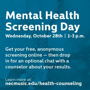 Mental Health Screening Day | Wednesday, October 28th | 1-3pm