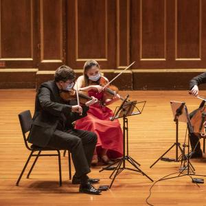 Balourdet Quartet performing in Jordan Hall