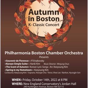 Phlharmonia Boston Chamber P{layers Autumn in Boston informational poster