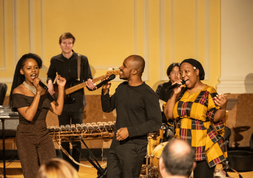 NEC’s Black Student Union in their annual Continuation of a Dream concert in Brown Hall, 2019.