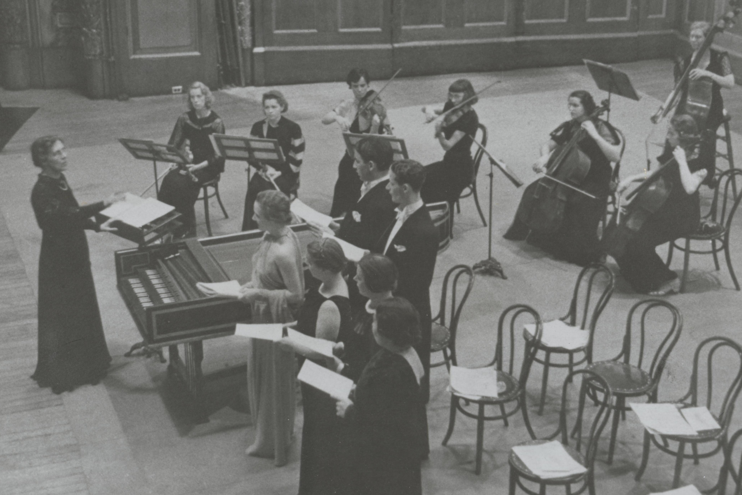 French composer, conductor Nadia Boulanger led a group of NEC students, Jordan Hall, 1938.