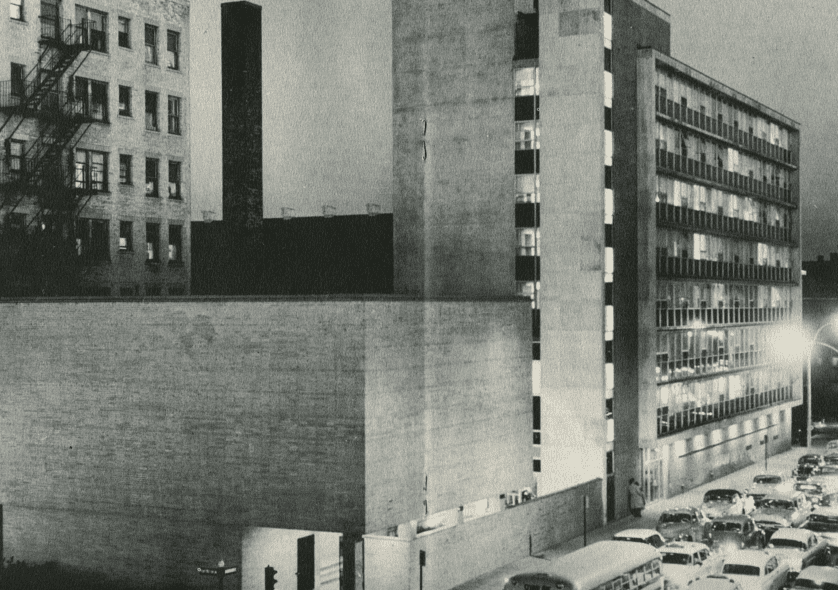 New dormitory and Spaulding Library opened at 33 Gainsborough Street, 1960. 