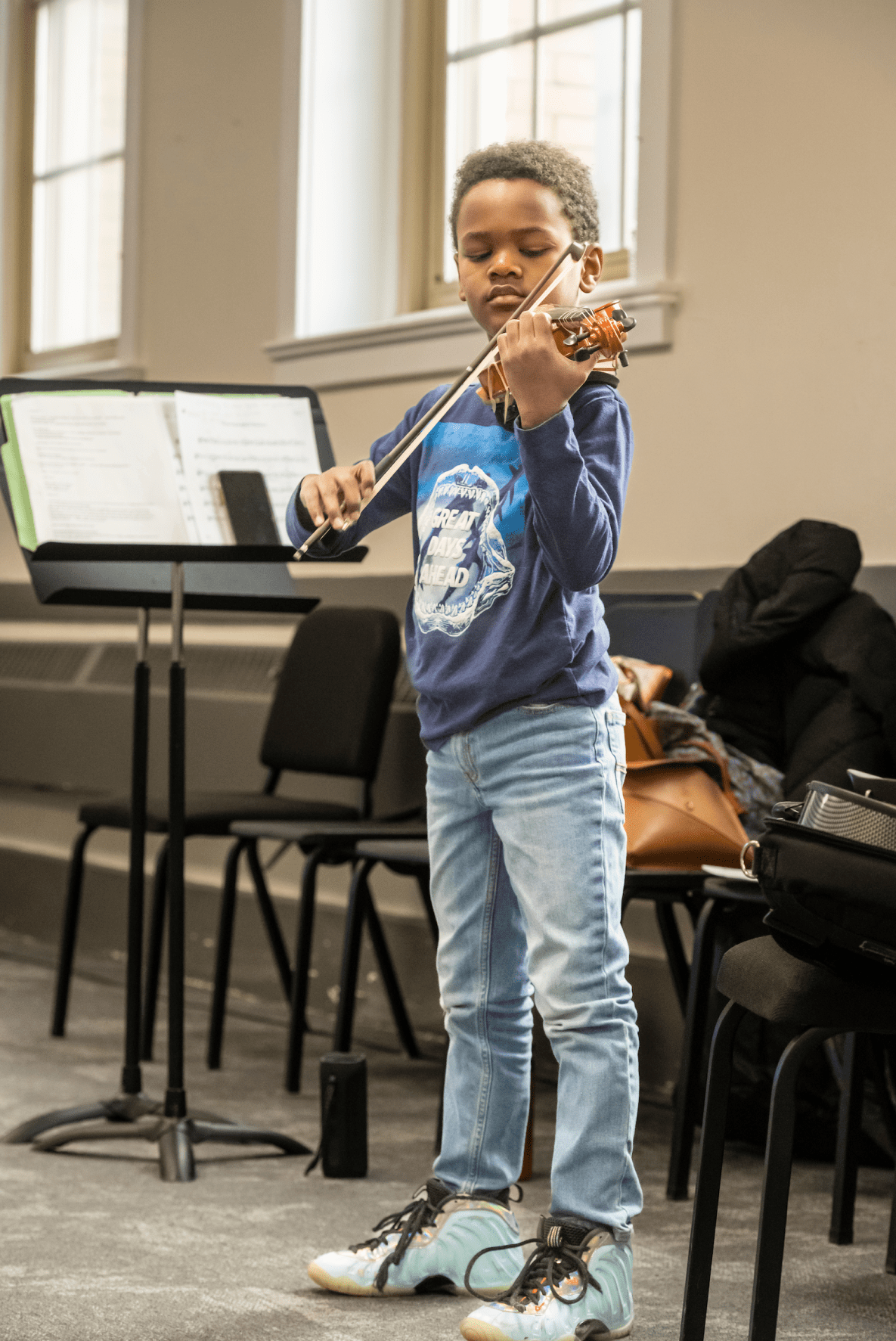 Young NEC Prep student plays violin