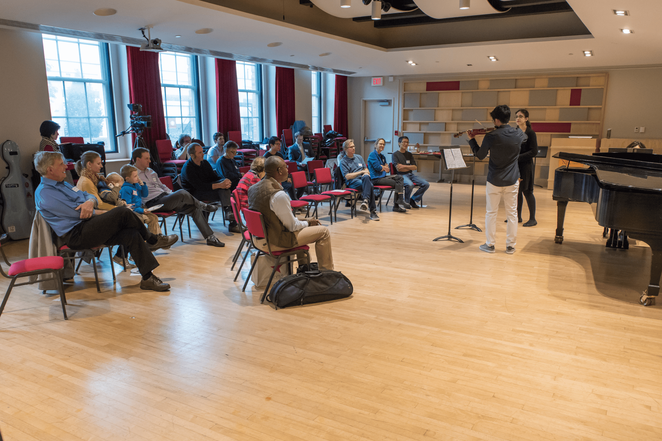 Pierce Hall violinist with small audience