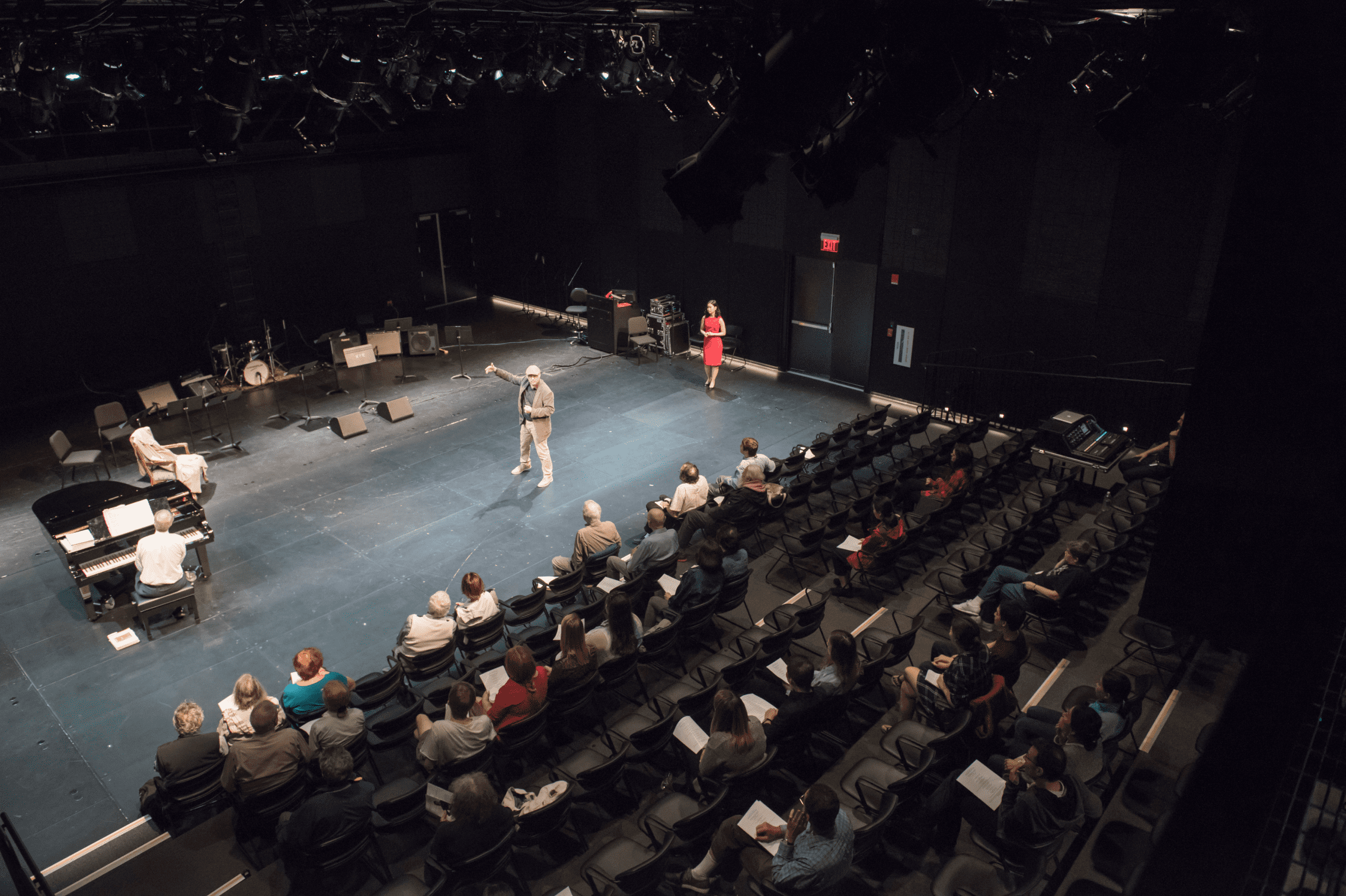Plimpton Shattuck Black Box Bradley Williams and student with audience