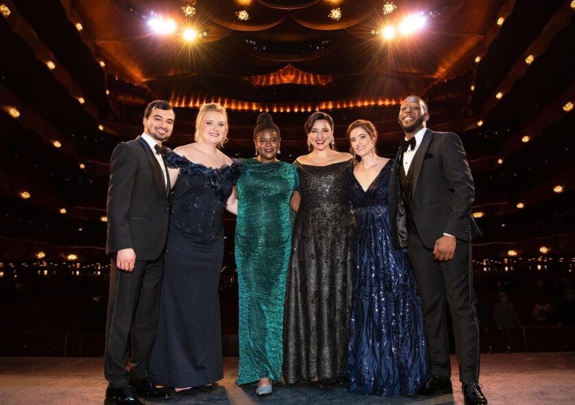 2023 Laffont Competition winners are Anthony León, Tenor; Teresa Perrotta, Soprano; Natalie Lewis, Mezzo-Soprano; Sarah Saturnino, Mezzo-Soprano; Meredith Wohlgemuth, Soprano; and Christian Simmons, Bass-Baritone