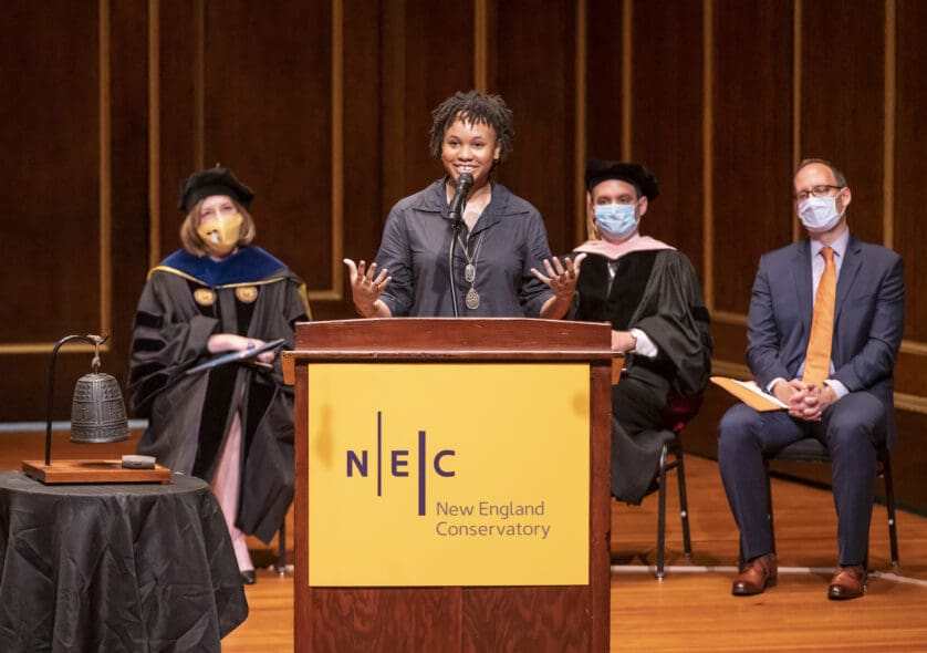 Student Speaker Zoe Cagan ’21 MM, ’22 GD Inspires at NEC Convocation
