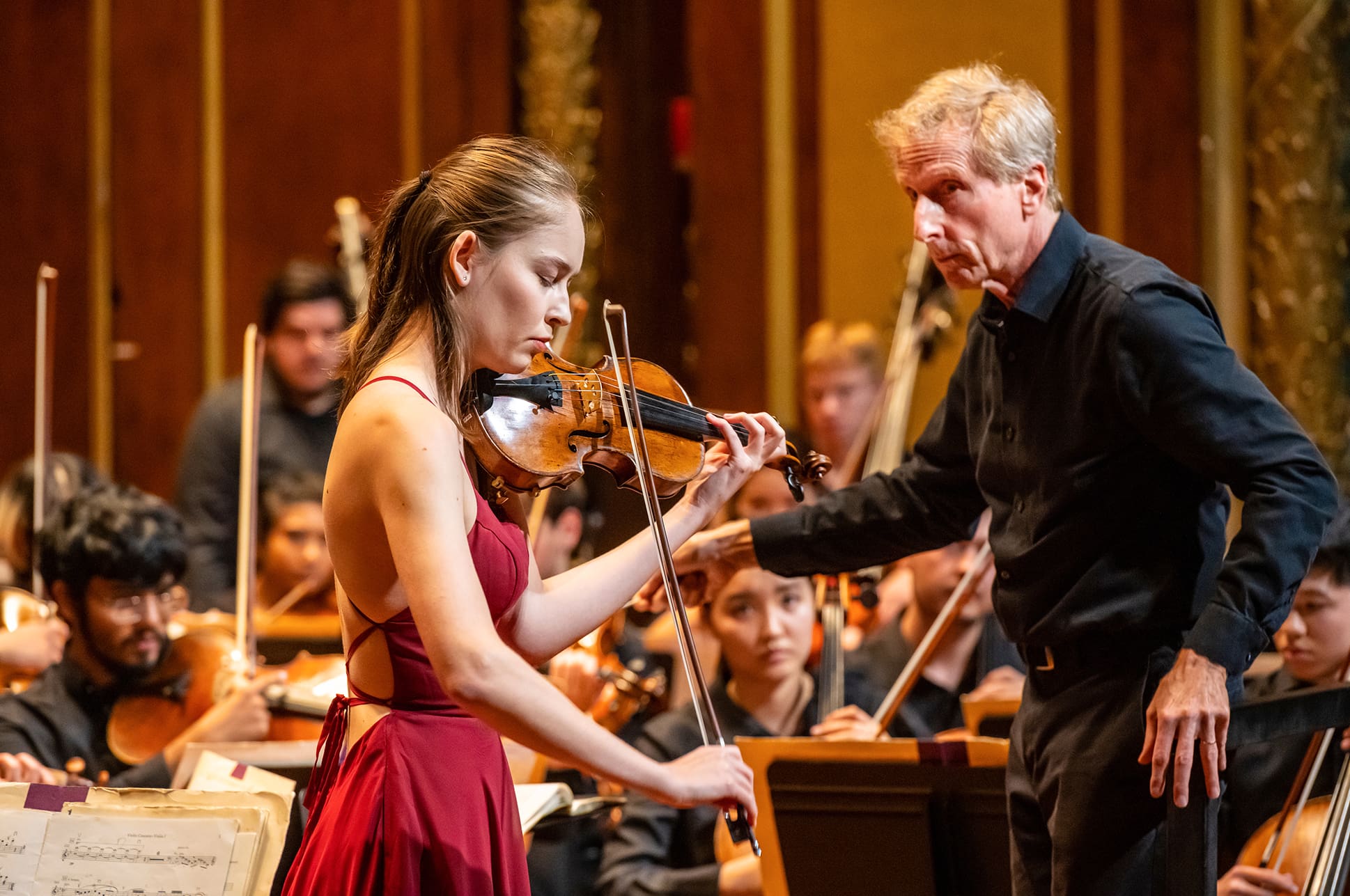 Artist Diploma candidate Geneva Lewis performs with the NEC Philharmonia and conductor Hugh Wolff.
