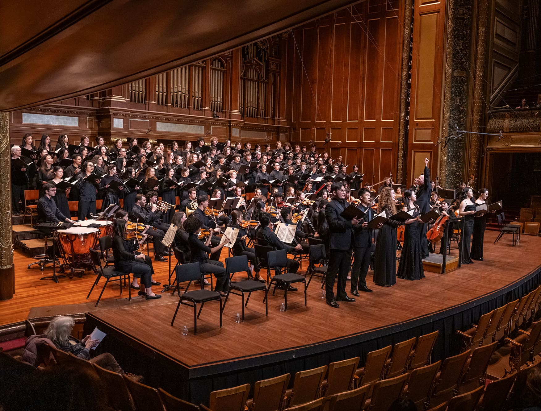 Choir performing in Jordan Hall.