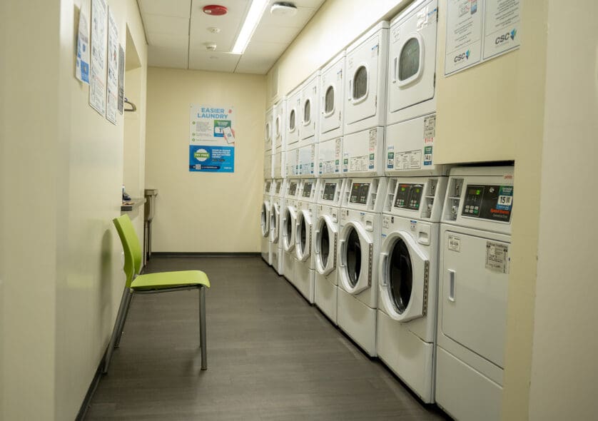 Laundry room in NEC Residence Hall.