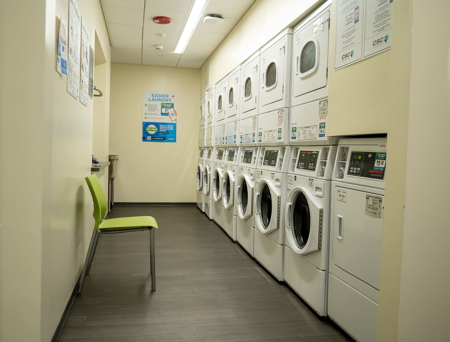 Laundry room in NEC Residence Hall.