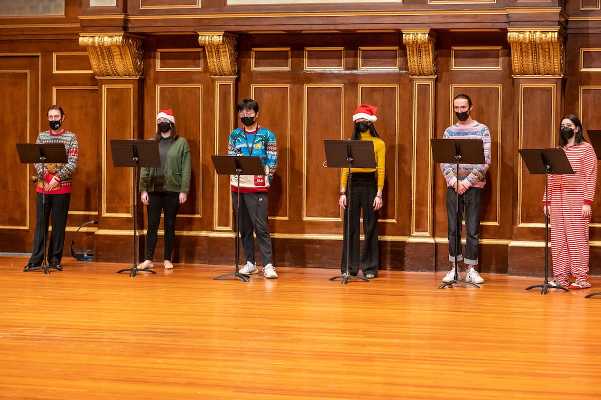 Students performing at Christmas