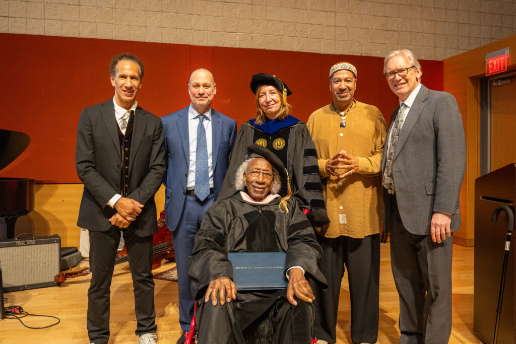 Marvin E. Gilmore, Jr. and NEC leadership after being conferred with an honorary doctorate.