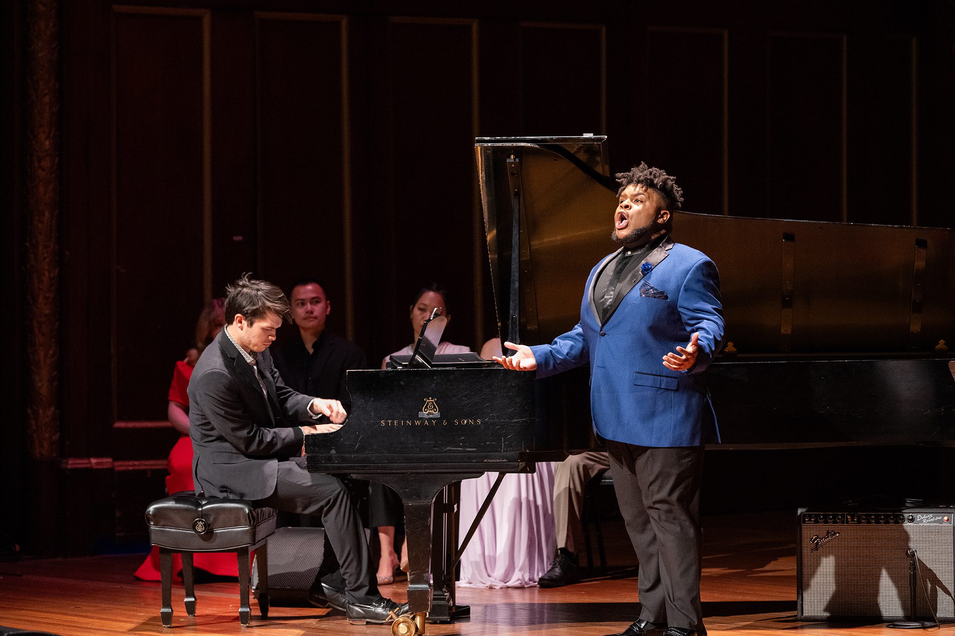 NEC Song Lab students Ricky Owens ’25 GD and Rafe Lei Schaberg ’23, ’24 MM bringing the music of Ives to life.