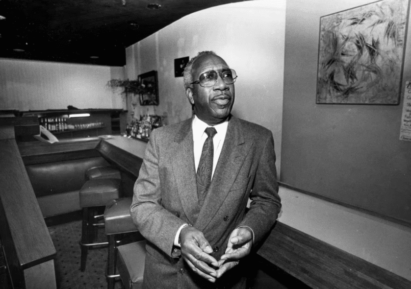 Gilmore inside Western Front, a Cambridge jazz and reggae club he owned in 1985.