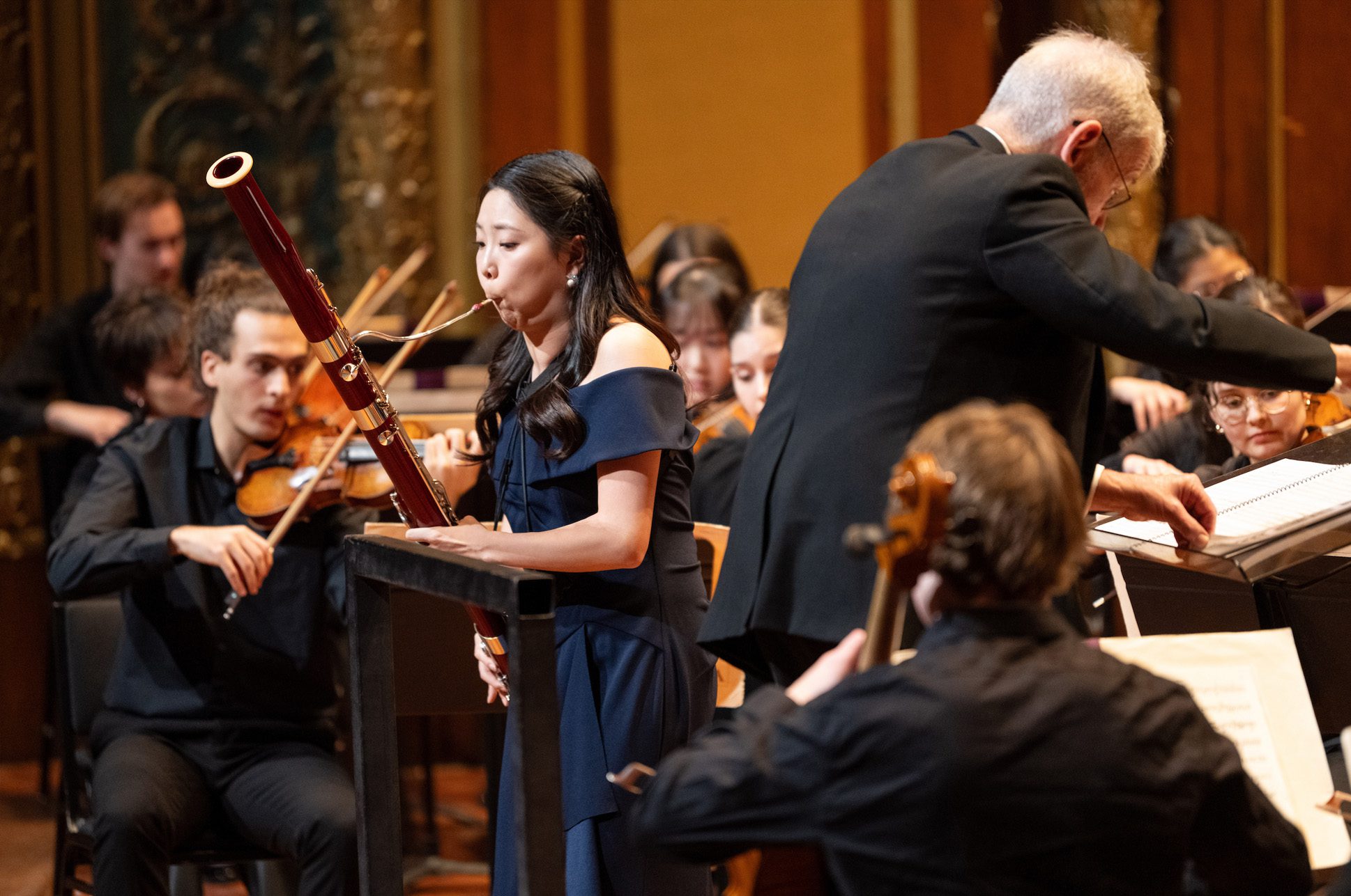 Yilin Chen playing the bassoon with the NEC Symphony orchestra. Yilin Chen playing the bassoon with the NEC Symphony orchestra.