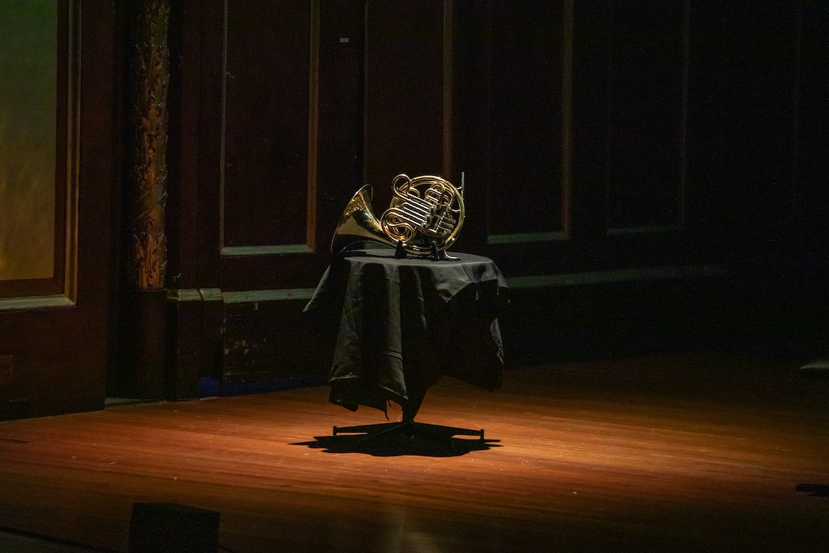 Schuller's horn, on display as part of the celebration of his legacy and vision