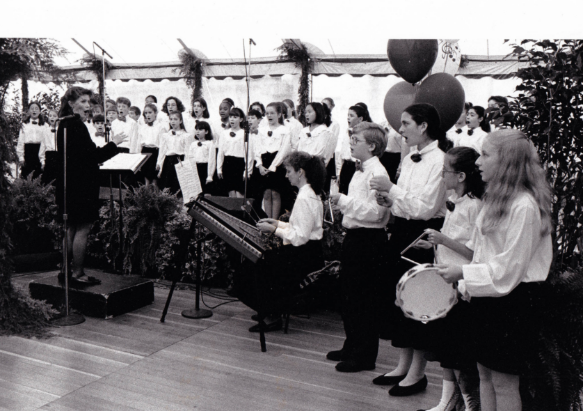 NEC Children’s Chorus performing at the Community Music Festival, part of the Jordan Hall Restoration celebration, October 1995. Photo by Jeff Thiebauth.
