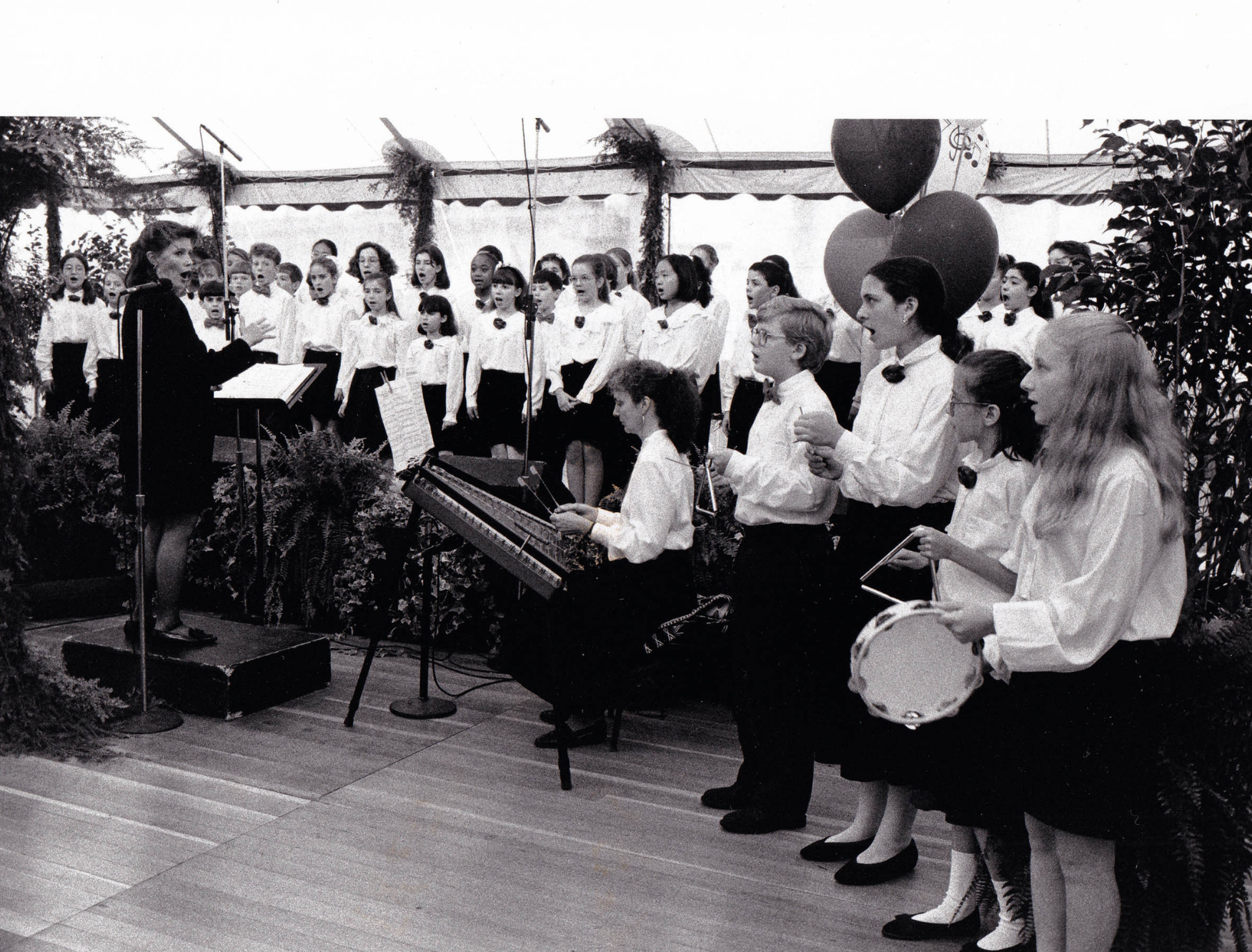 NEC Children’s Chorus performing at the Community Music Festival, part of the Jordan Hall Restoration celebration, October 1995. Photo by Jeff Thiebauth.
