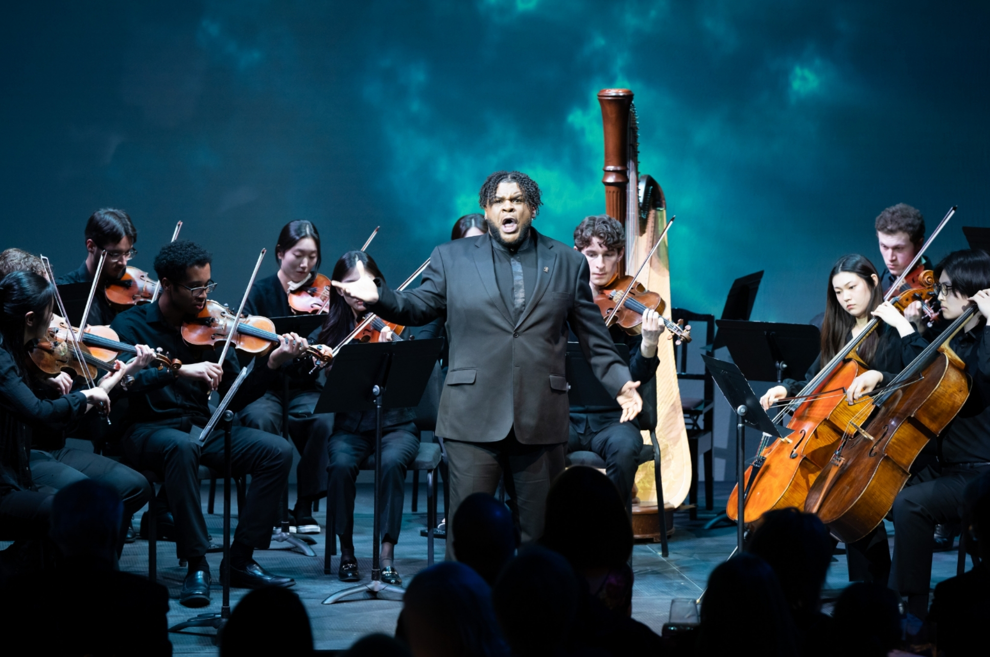 Ricky L. Owens, Jr. ’26 GD, countertenor, performed “Crude furie degli orridi abissi” from Handel’s Serse alongside the NEC Chamber Orchestra during the Spring Scholarship Gala’s concert.