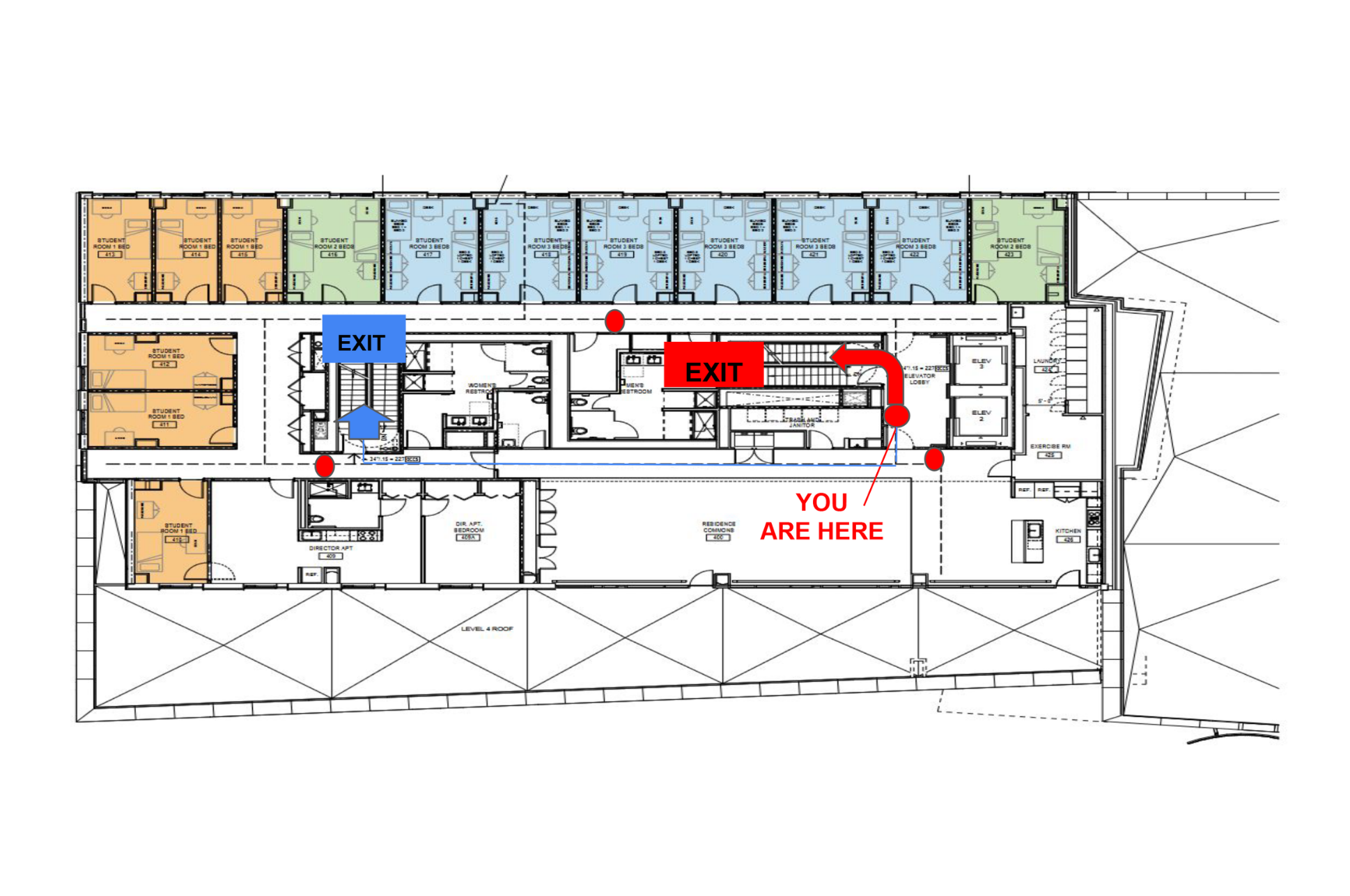 Layout of NEC's Student Life and Performance Center, fourth floor. Layout of NEC's Student Life and Performance Center, fourth floor.