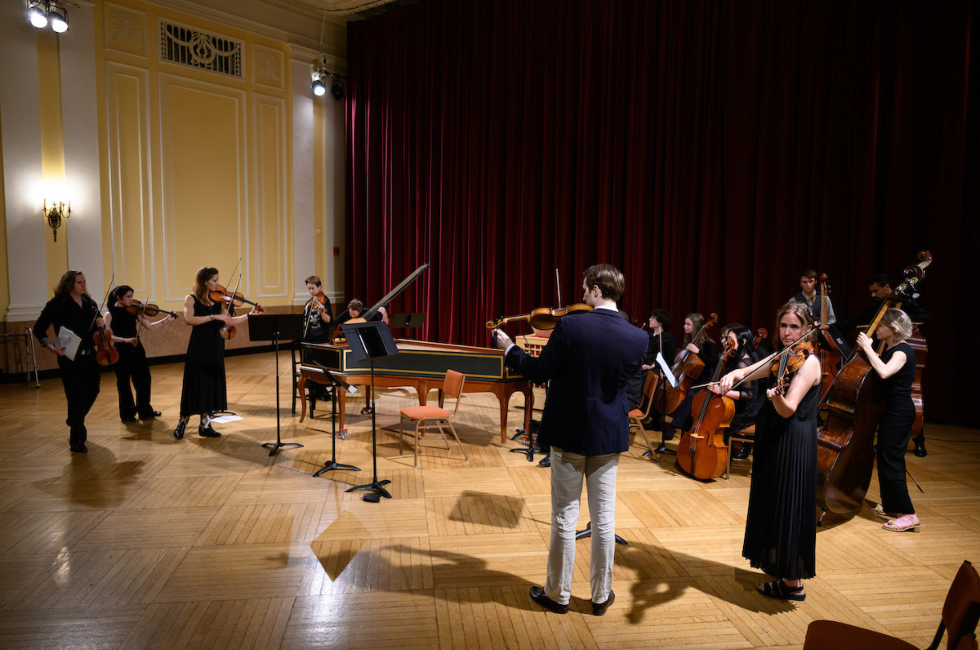 A group of musicians performing together. 
