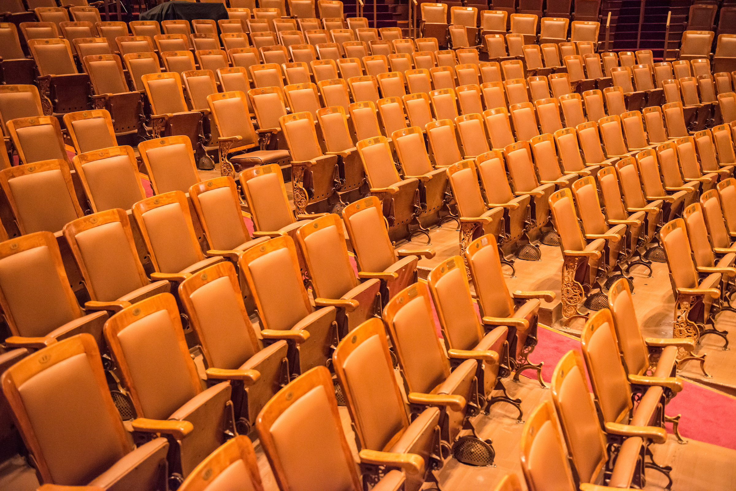 Empty seats in Jordan Hall. Empty seats in Jordan Hall.