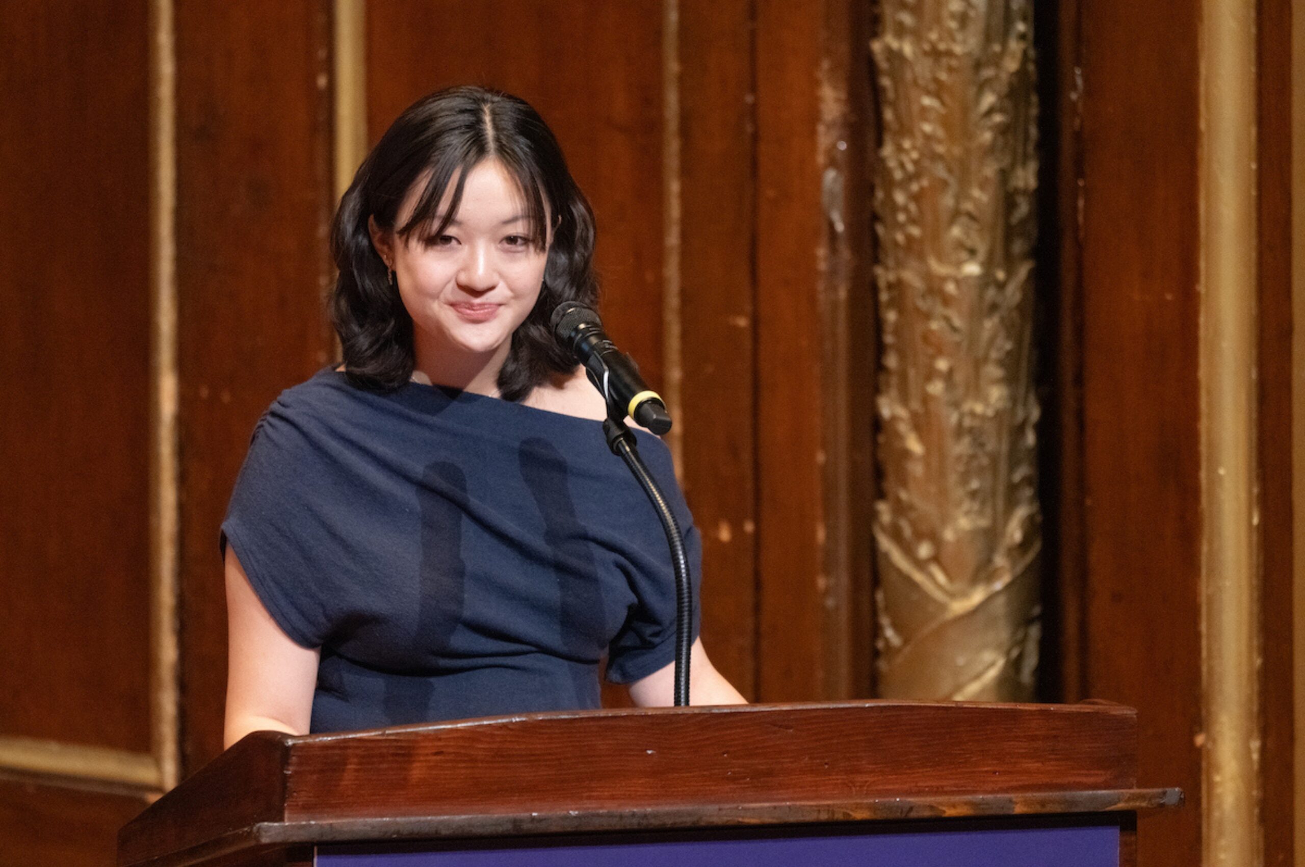 Student speaker Jessica Yuma delivers remarks during Convocation.